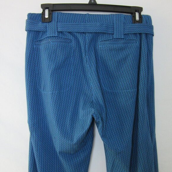 Betabrand Blue Patterned Pleated Dress Pants Womens Small Belted - Picture 4 of 7
